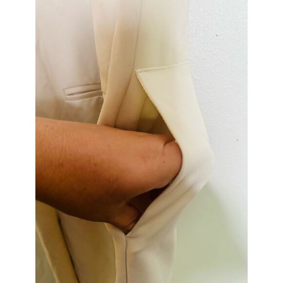 MARINA MOSCONE COLLECTIVE White Twill V-Neck Sleeveless Jumpsuit Size 2 - Picture 14 of 15